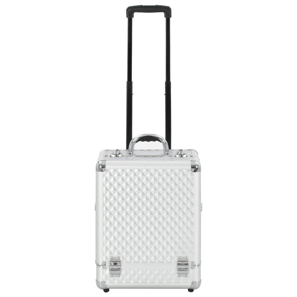 vidaXL Kosmetik-Koffer Kosmetik-Trolley 35×29×45 cm Silbern Aluminium