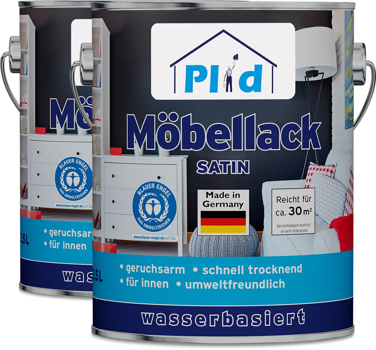 Plid Premium Möbellack Weisslack Türenlack Holzlack Spielzeugfarbe Weiß - Seidenglänzend