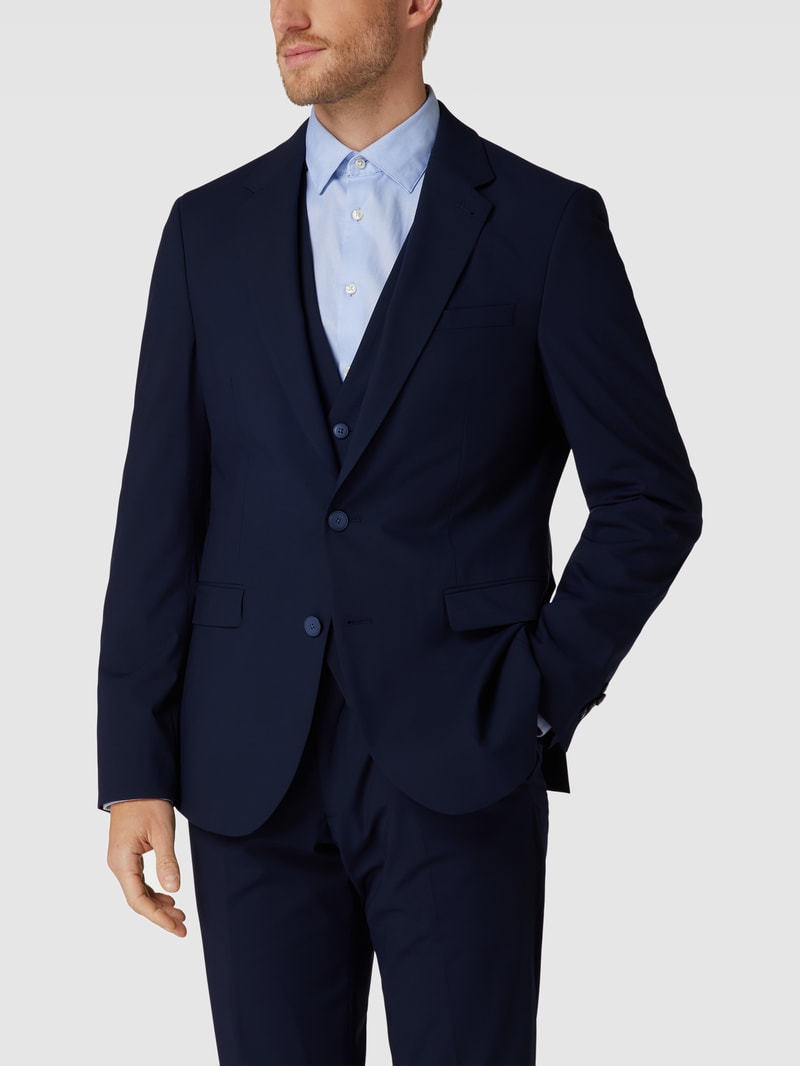 Slim Fit 2-Knopf-Sakko mit Pattentaschen in marineblau