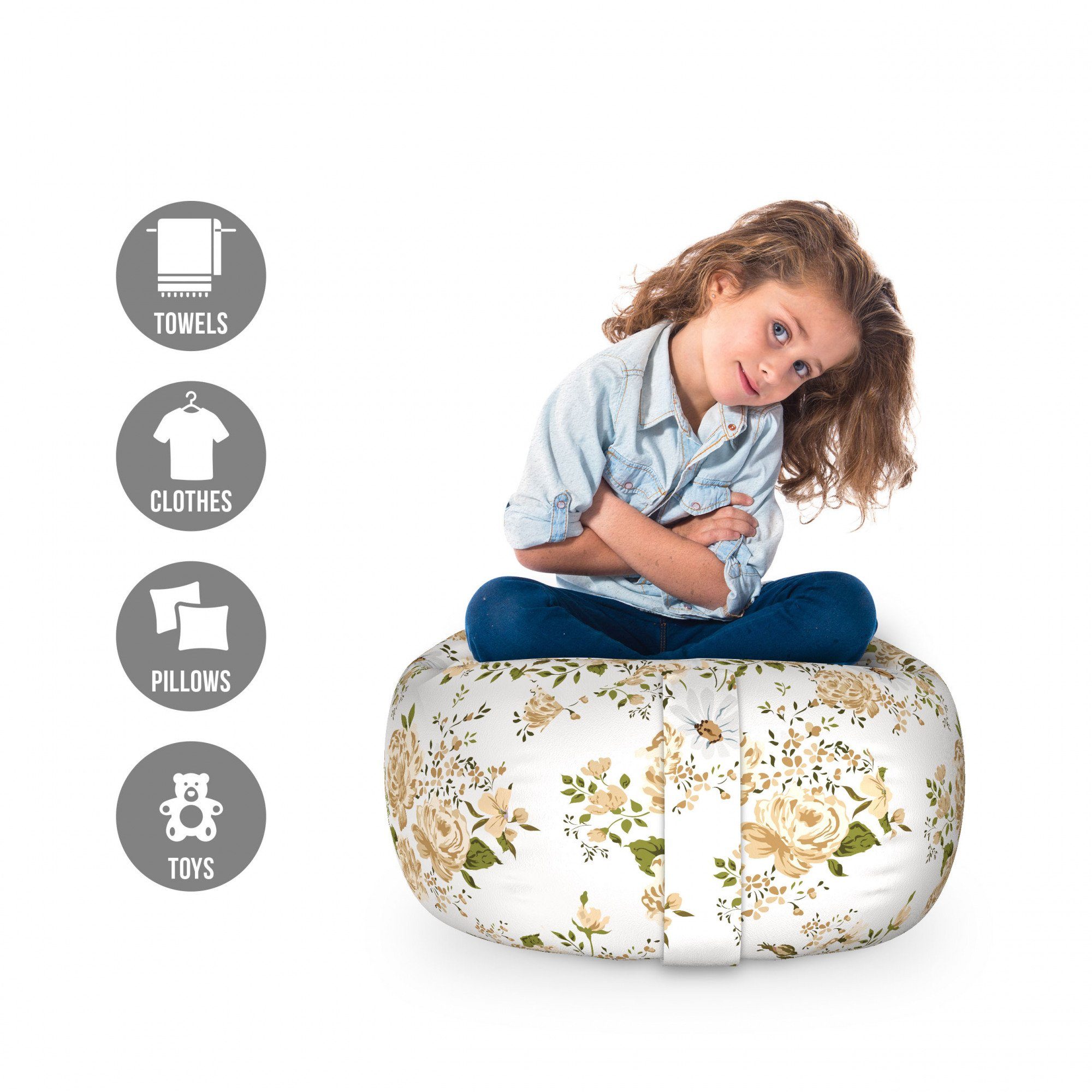 Abakuhaus Spielzeugtruhe Gefüllter Tier Organizer Waschbare Tasche für Kinder, Blumen Floral Roses Vector
