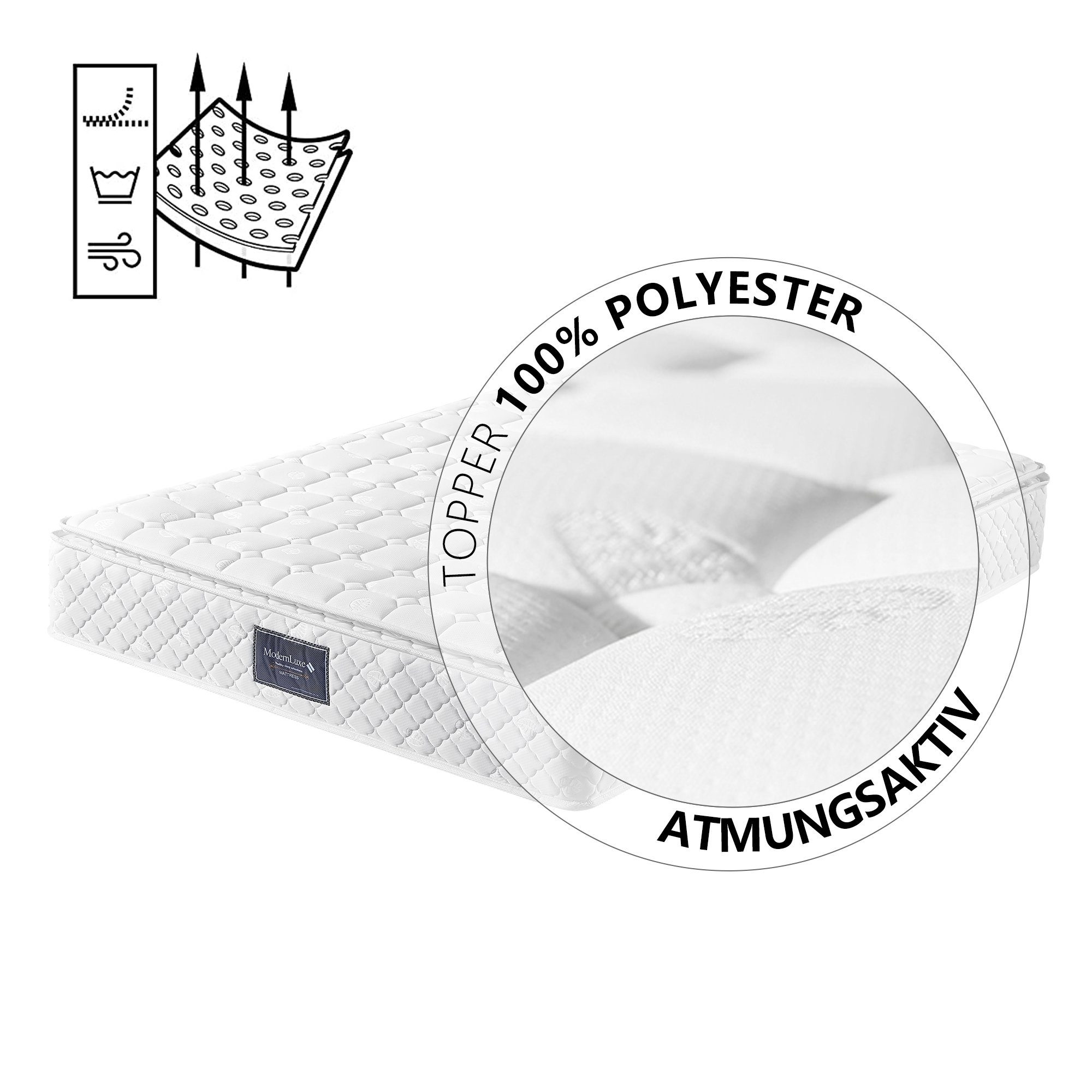 REDOM Polsterbett Doppelbett (mit USB/Typ-C Ladefunktion + 4 Schubladen 140x200cm Leinen), Inklusive Matratze