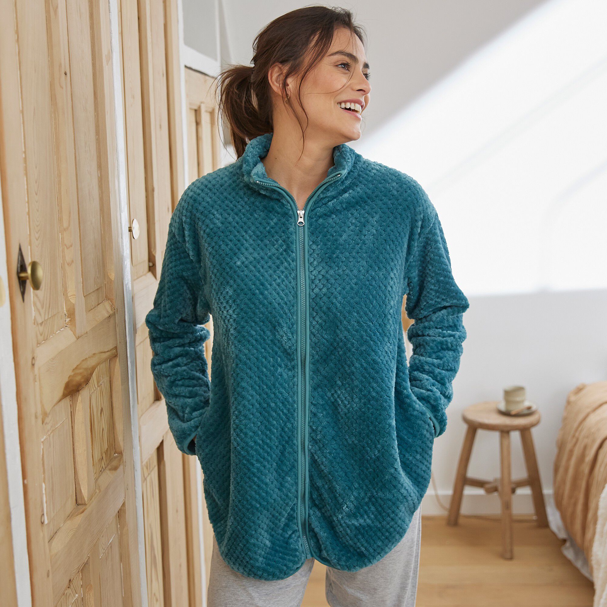 Veste d'intérieur maille polaire zippée
