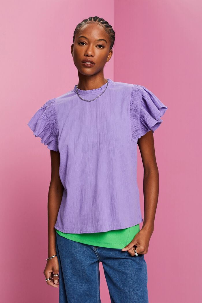 Baumwollbluse mit Volantärmeln