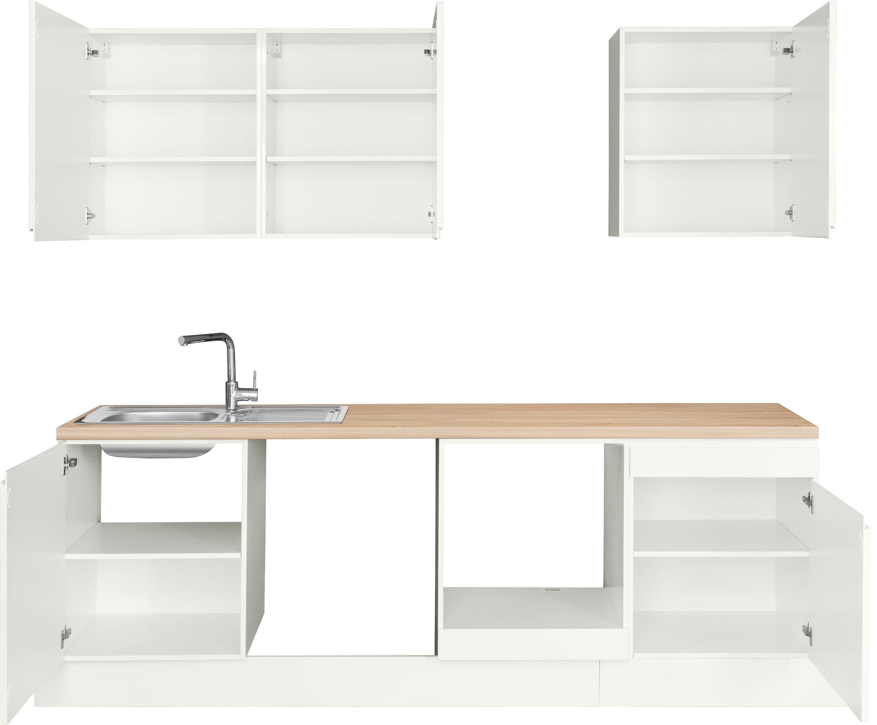 OPTIFIT Küchenzeile Avio, 38 mm starke Arbeitsplatte und Hochglanz-Fronten, Breite 240 cm