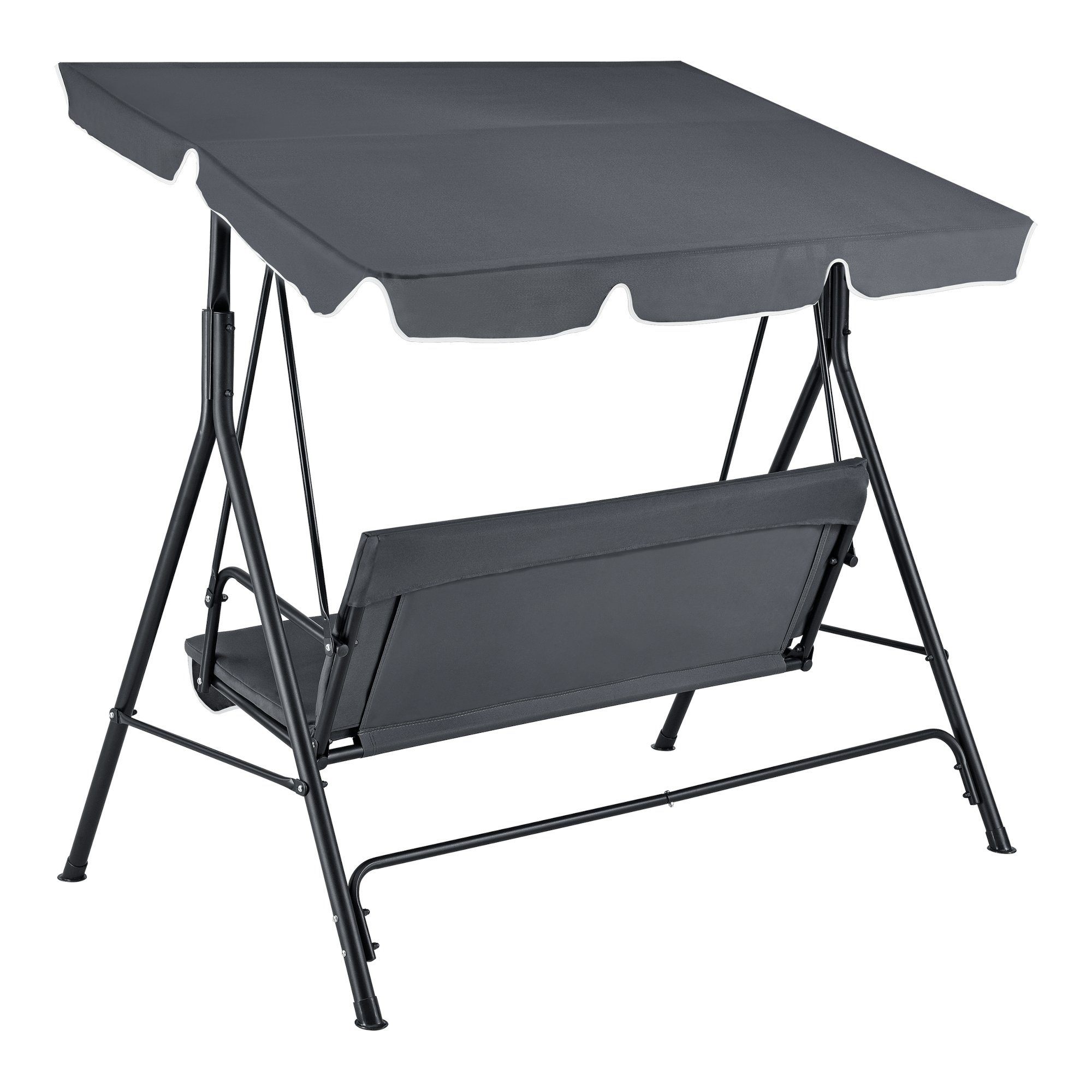 en.casa Hollywoodschaukel, 3-Sitzer, verstellbares und abnehmbares Sonnendach, Gartenschaukel 3-Sitzer 270kg Dunkelgrau