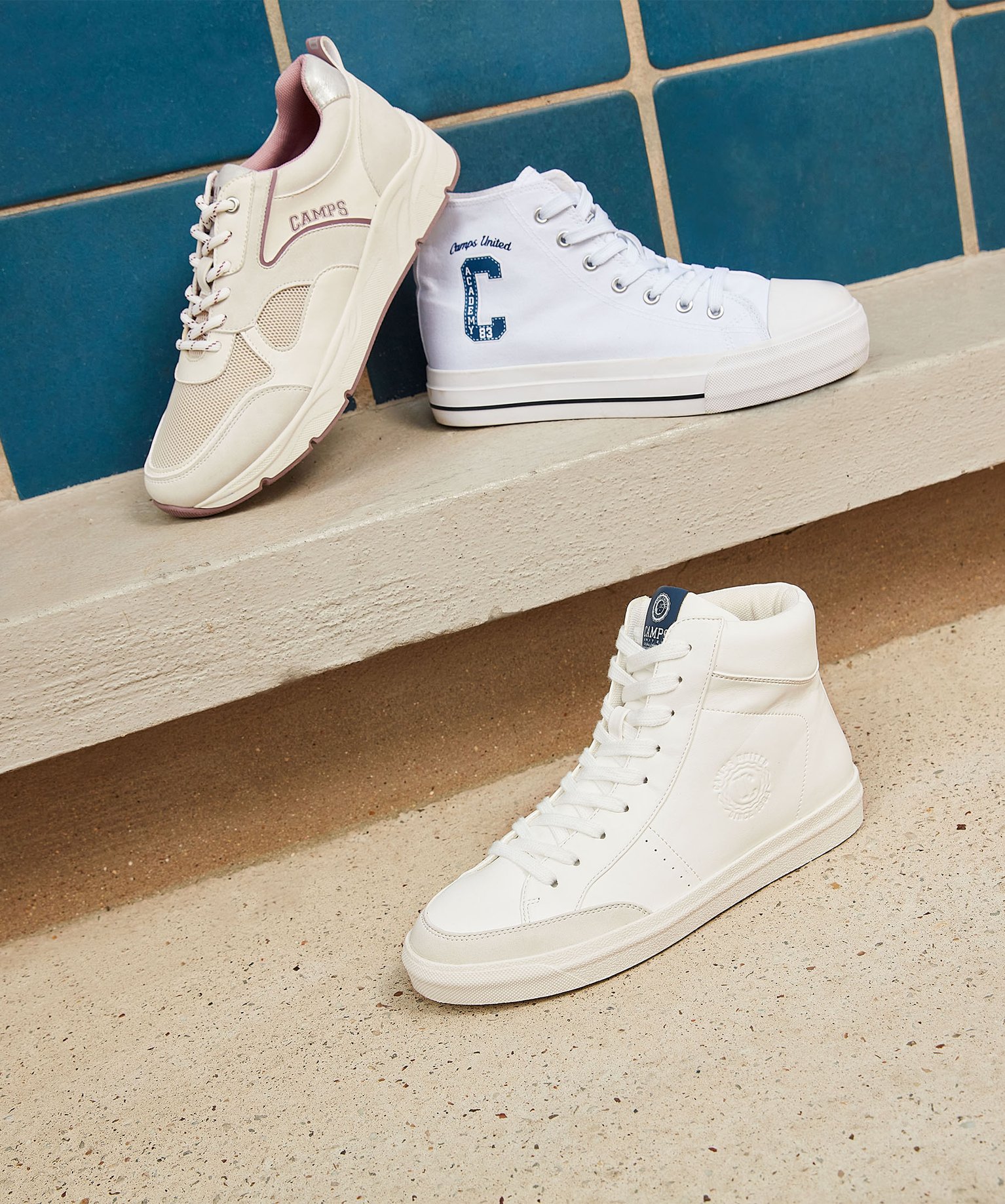 Baskets femme montantes en toile unie – Camps United blanc | GEMO