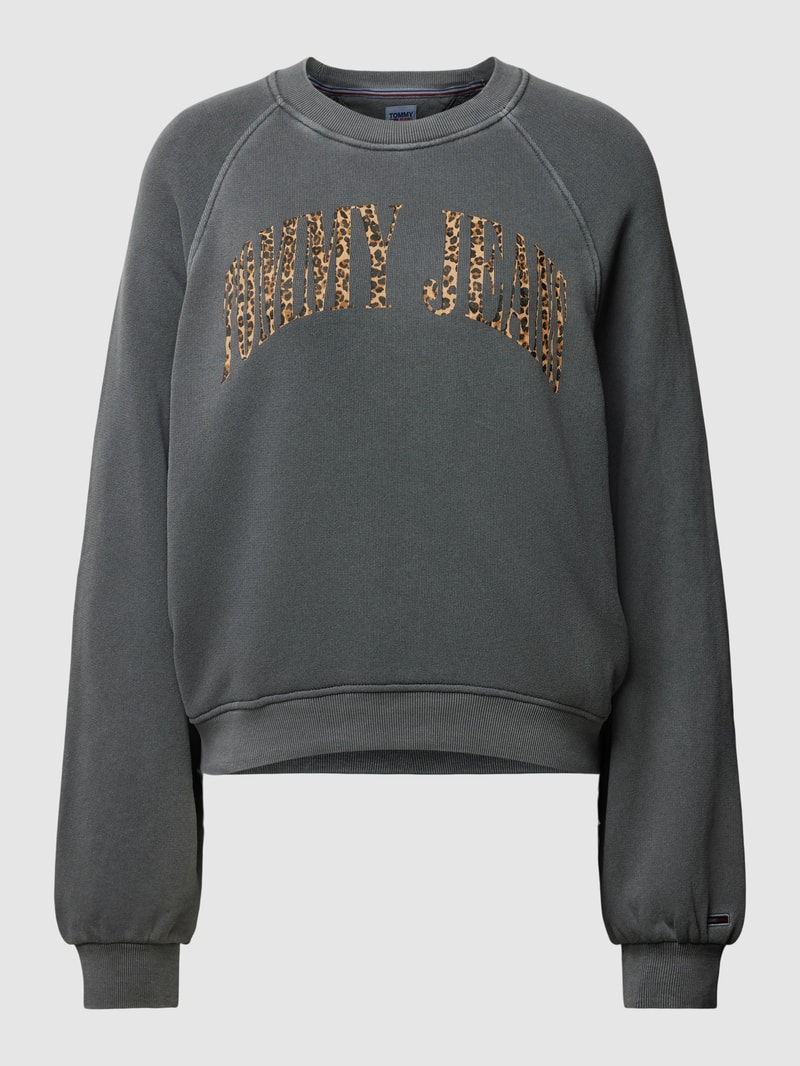 Sweatshirt mit Label-Print in mittelgrau