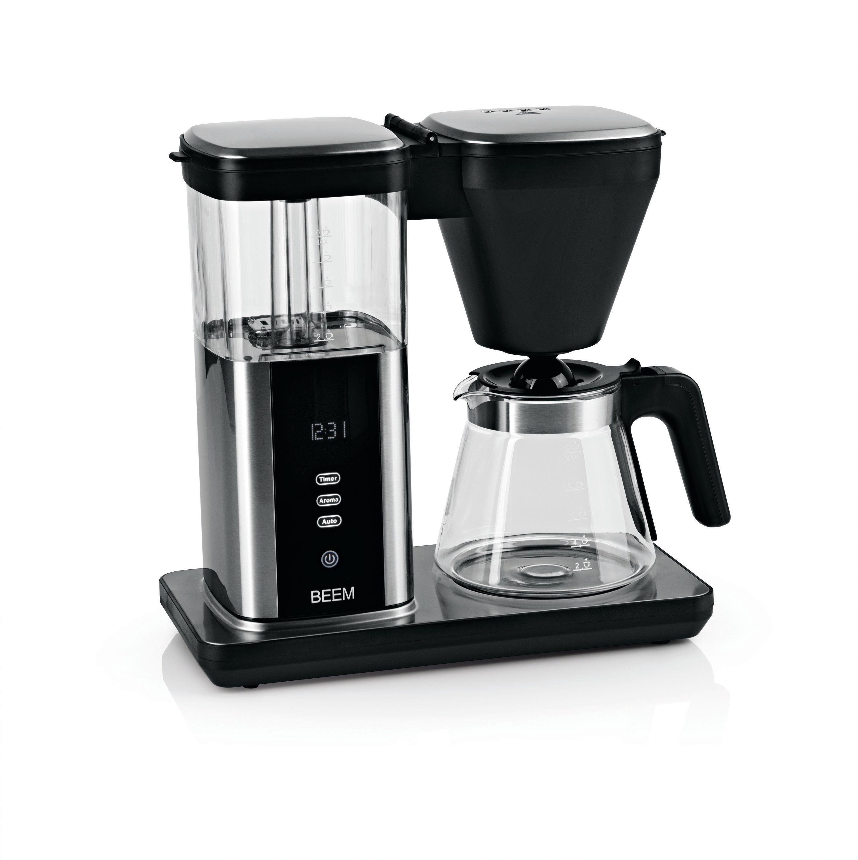 BEEM Filterkaffeemaschine Direct-Brew Glas, 1,25l Kaffeekanne, Papierfilter 1x4