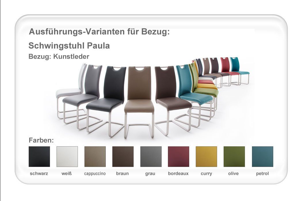 expendio Wohnzimmer-Set Travis 144, (Spar-Set, 7-St), weiß Hochglanz montiert LED + Softclose + 4x Stuhl Kunstleder schwarz