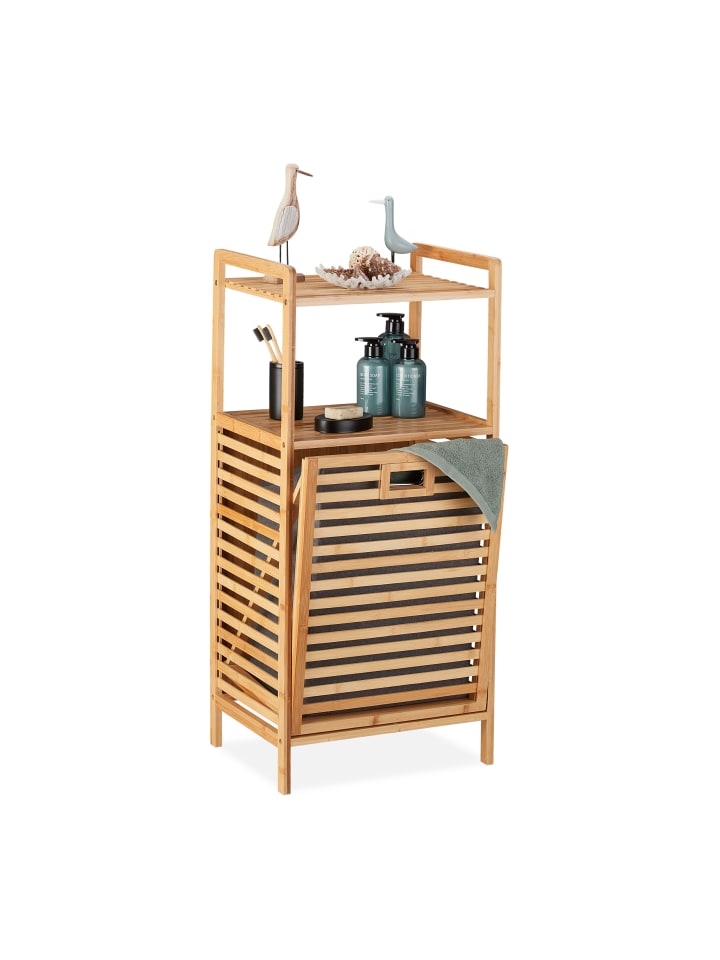 relaxdays Badregal mit Wäschekorb - (B)44 x (H)96 x (T)33 cm günstig kaufen onesize