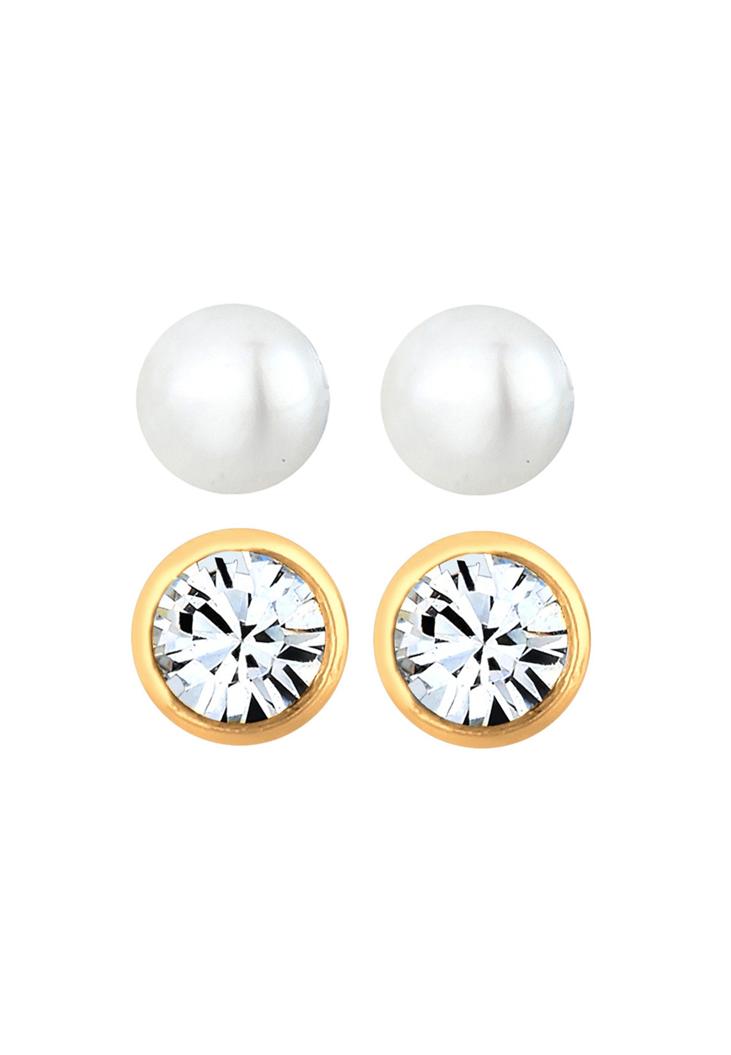 Set di orecchini a lobo basic da donna Elli con perla coltivata d'acqua dolce e cristallo in argento sterling 925