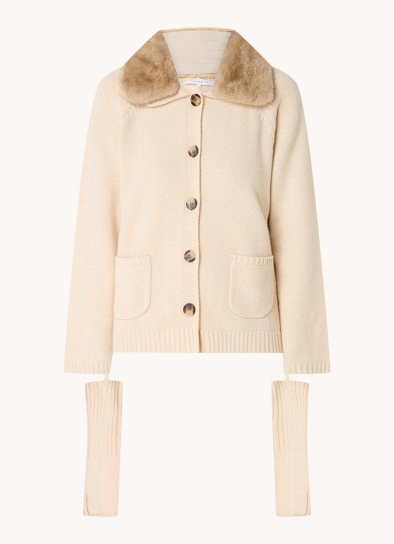 Cardigan in cashmere a maglia fine con guantini e collo in pelliccia sintetica removibile di Gerard Darel Jadwige.