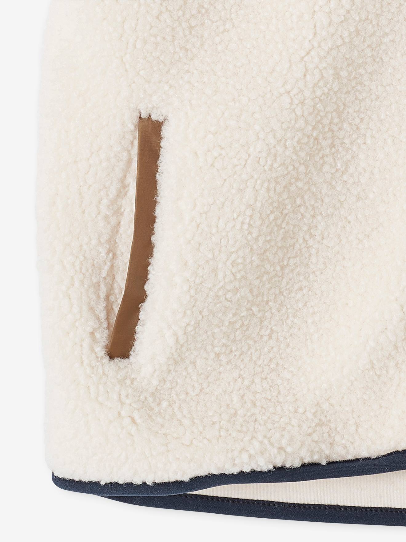Veste zippée sans manches en sherpa garçon écru