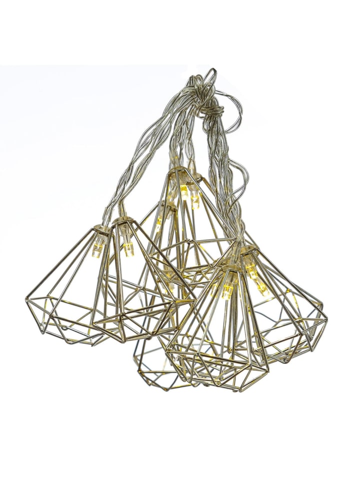 MARELIDA LED Lichterkette DIAMANT 10 kleine beleuchtete Rubine L: 1,6m in silber günstig kaufen onesize