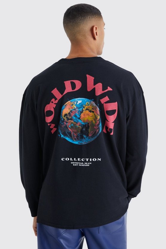 Langärmliges Oversize Worldwide T-Shirt