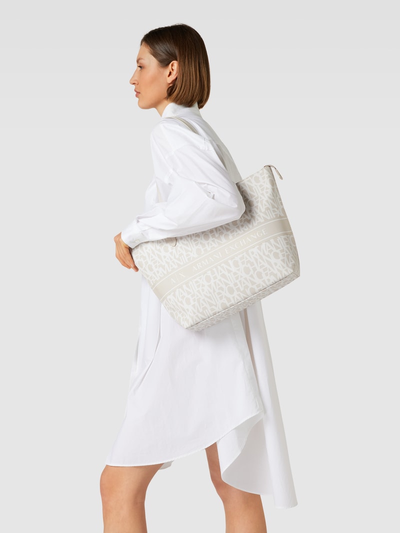 Shopper mit Allover-Print in stein