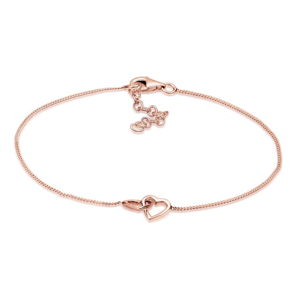 Elli Elli Bracelet Femmes Cœur Entrelacé Connexion en Argent Sterling 925 Plaqué Or Ro Bracelet