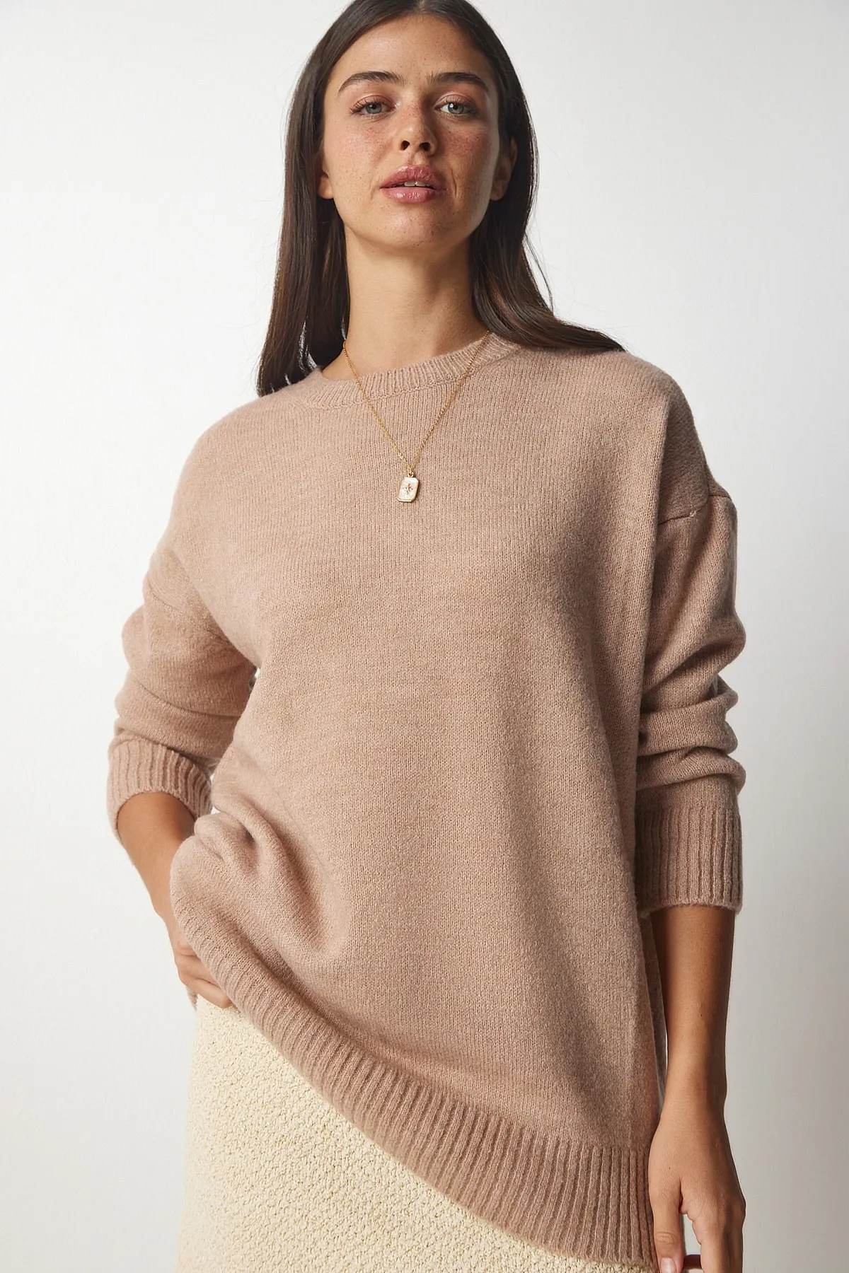 Happiness İstanbul  Damen-Sweatshirt „Open Biscuit“ in Übergröße, Strick, PN00054
