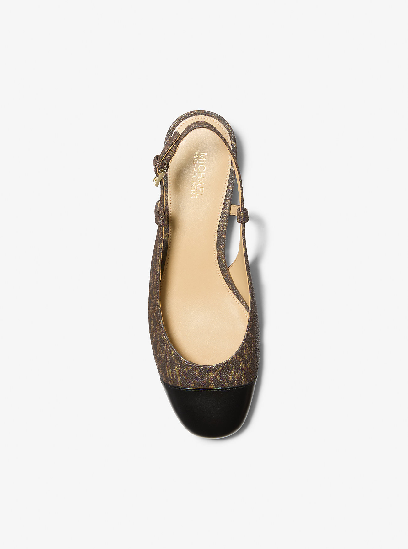 Perla Flex Signature Logo Slingback Flat - SVART/BRUN