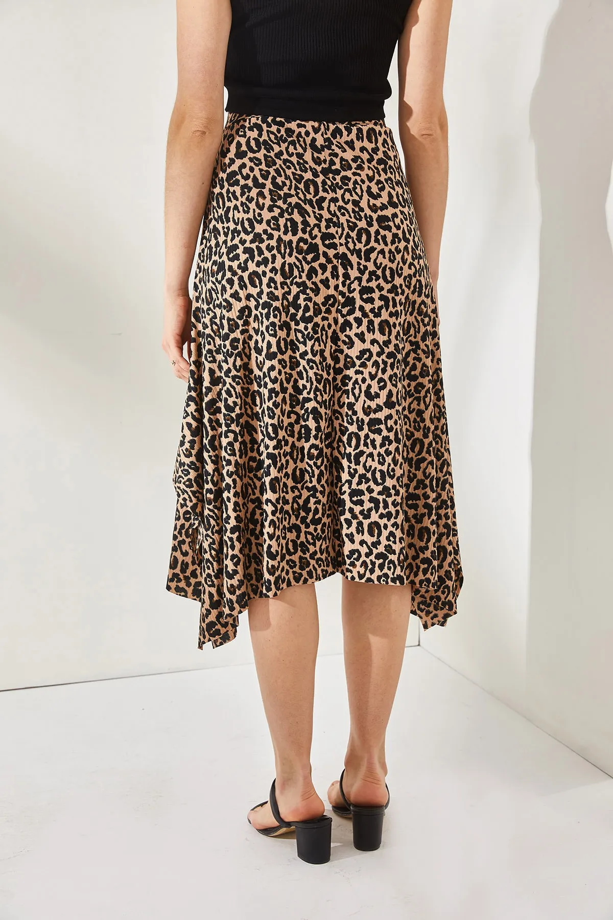 Olalook  Asymmetrischer Rock mit Leoparden-Nerzmuster für Damen ETK-19000122