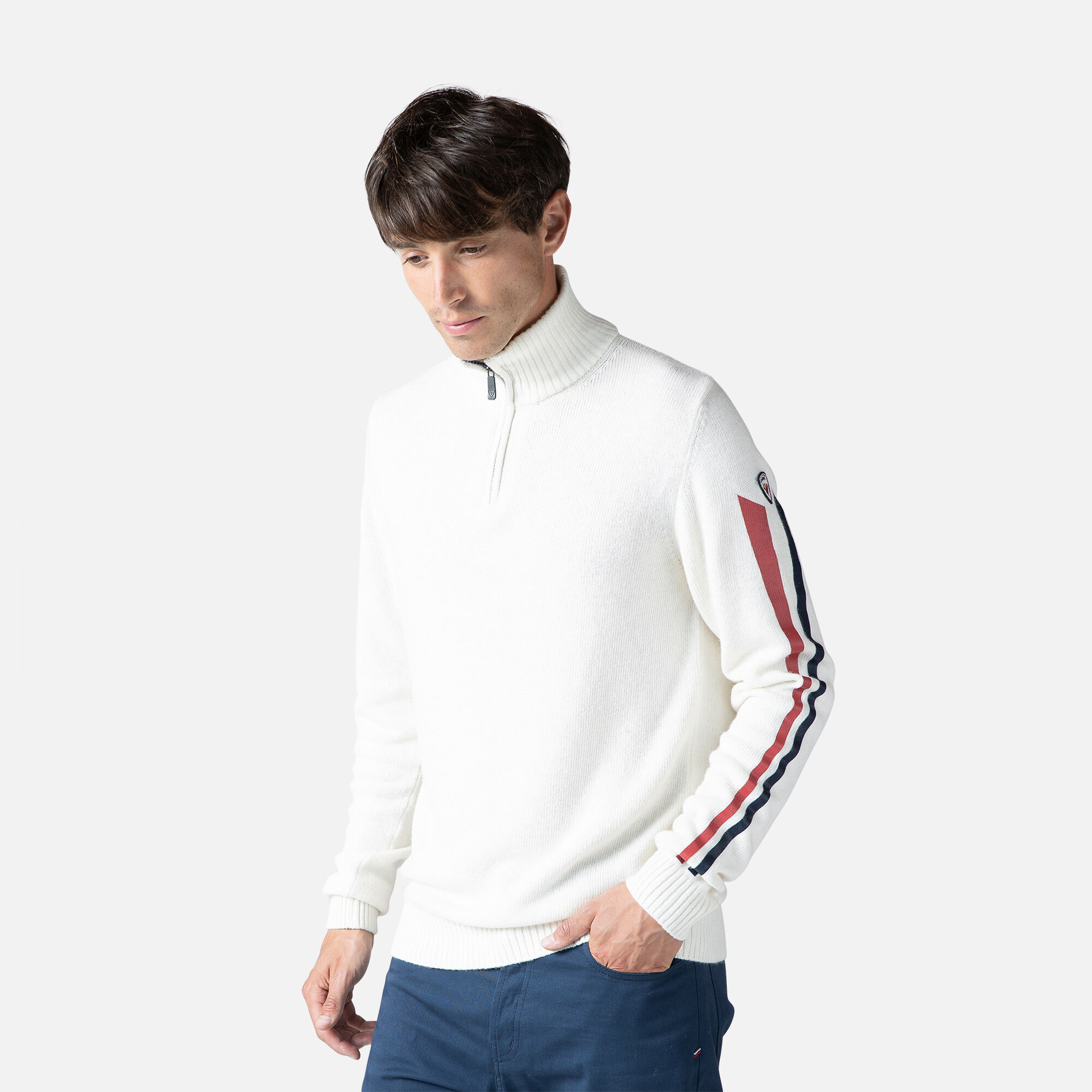 Pull en maille à manches Signature homme