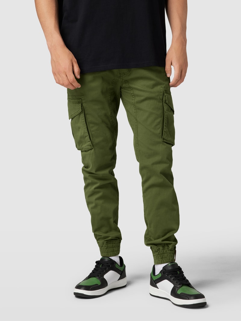 Cargohose mit Cargotaschen Modell 'Twill' in olivgrün