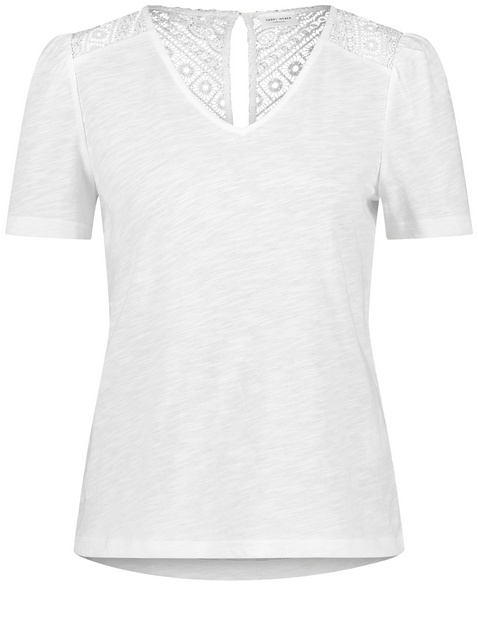 Kurzarmshirt mit zarter Spitze