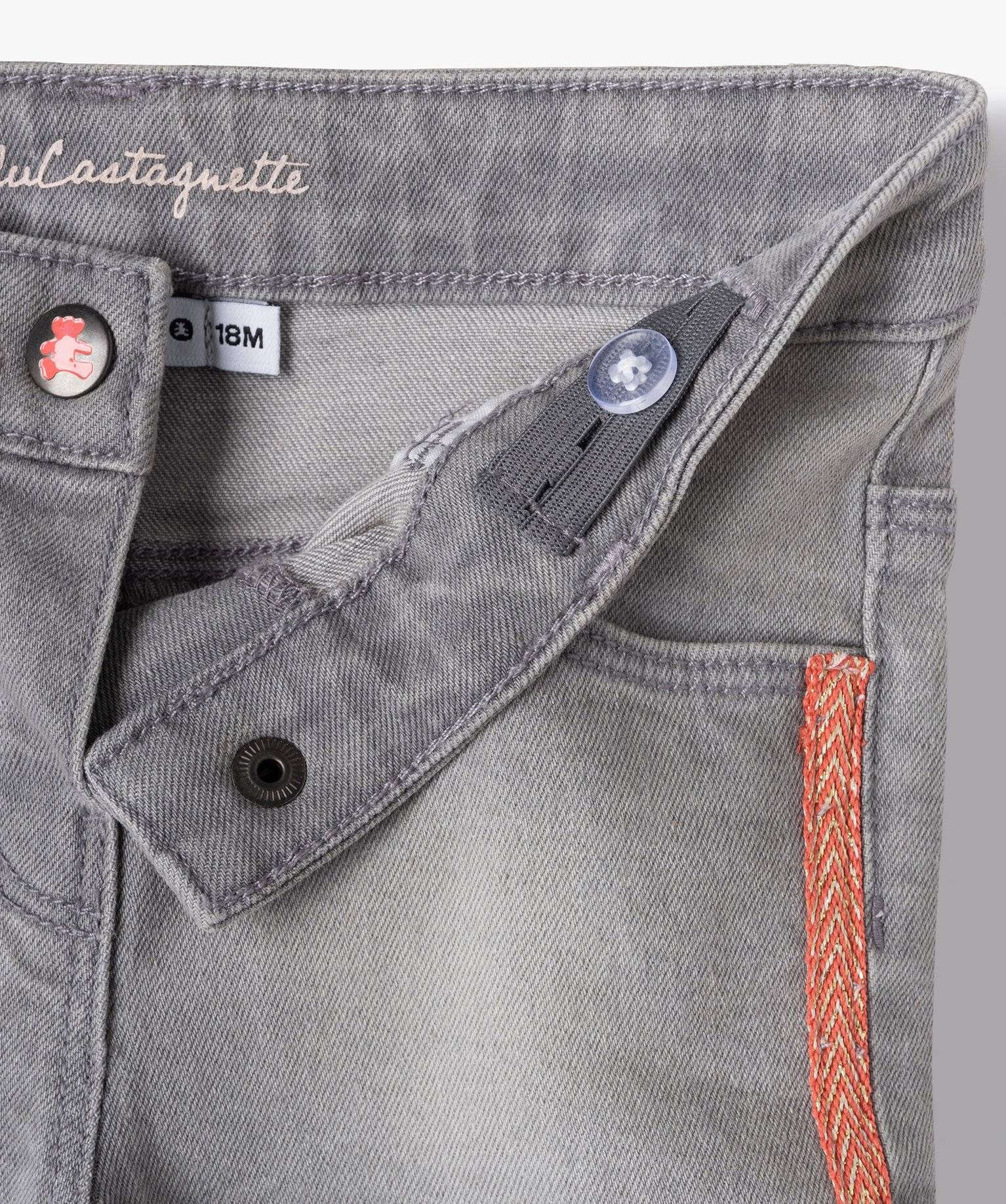 Short bébé fille en jean avec bandes pailletées - LuluCas... gris | GEMO