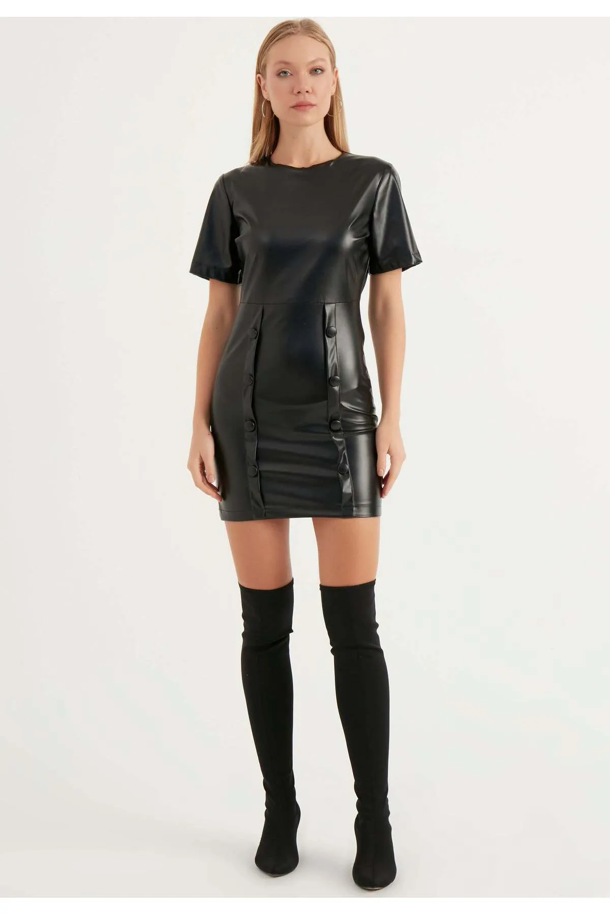 Herita  Geknöpftes Lederkleid