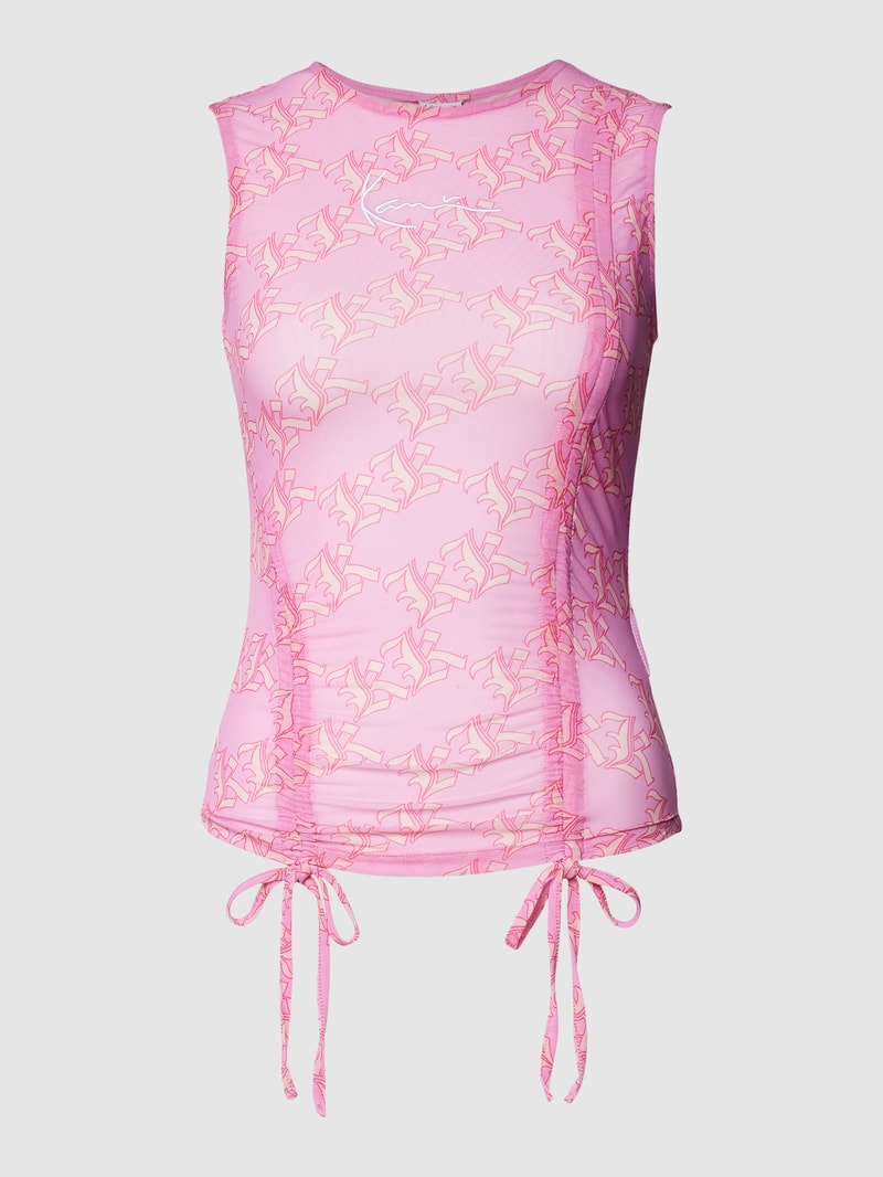 Top mit Allover-Label-Print in pink