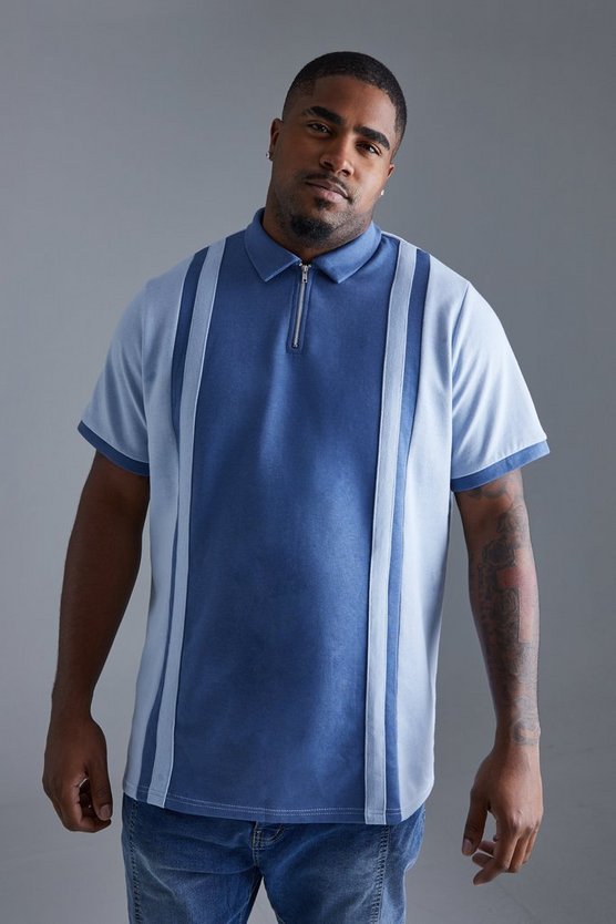 Plus Slim-Fit Poloshirt mit Reißverschluss