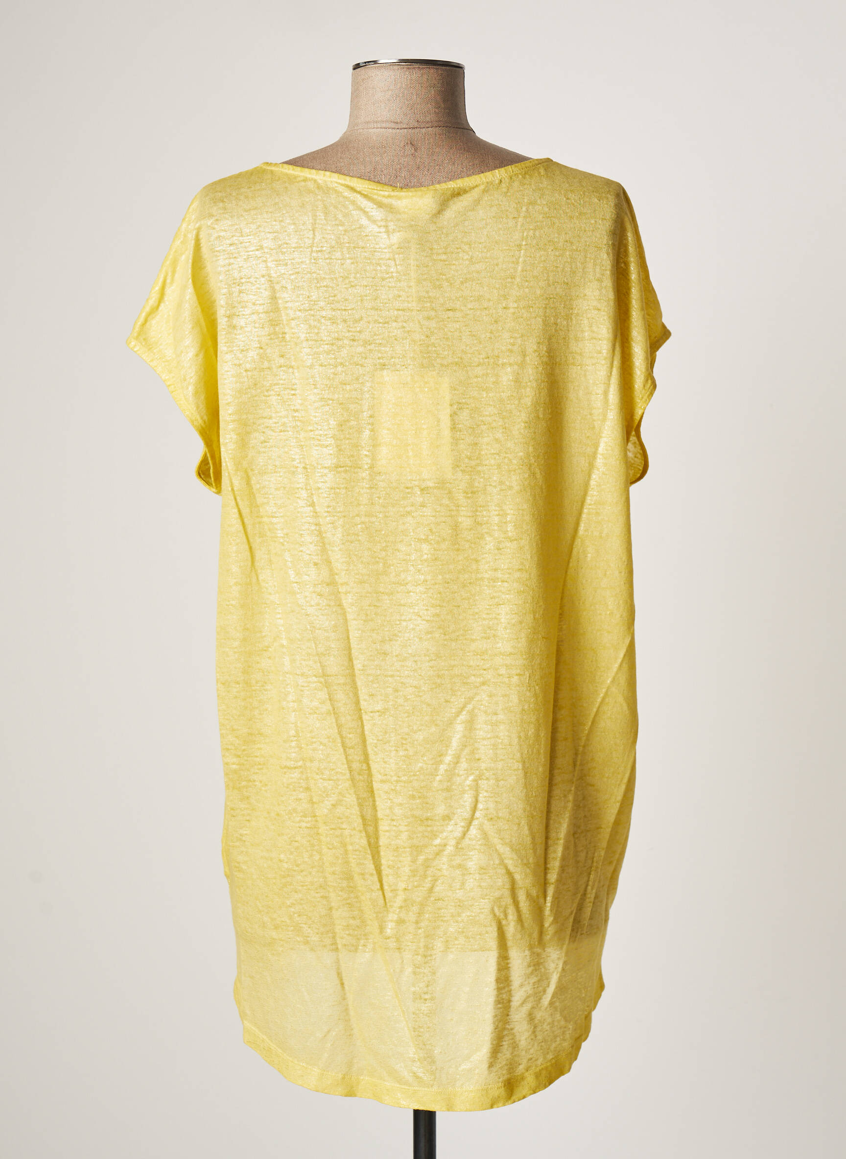 120 Lino Tuniquemanchecourte Femme couleur jaune