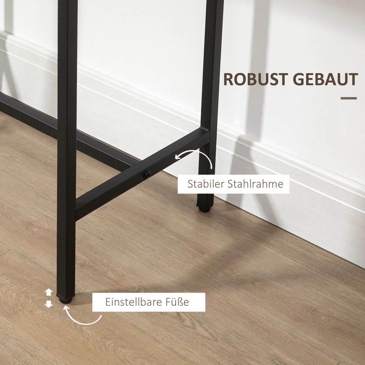 HOMCOM 3-teilig Esszimmergruppe Bartisch mit 2 Stühlen Spanplatte Naturholz