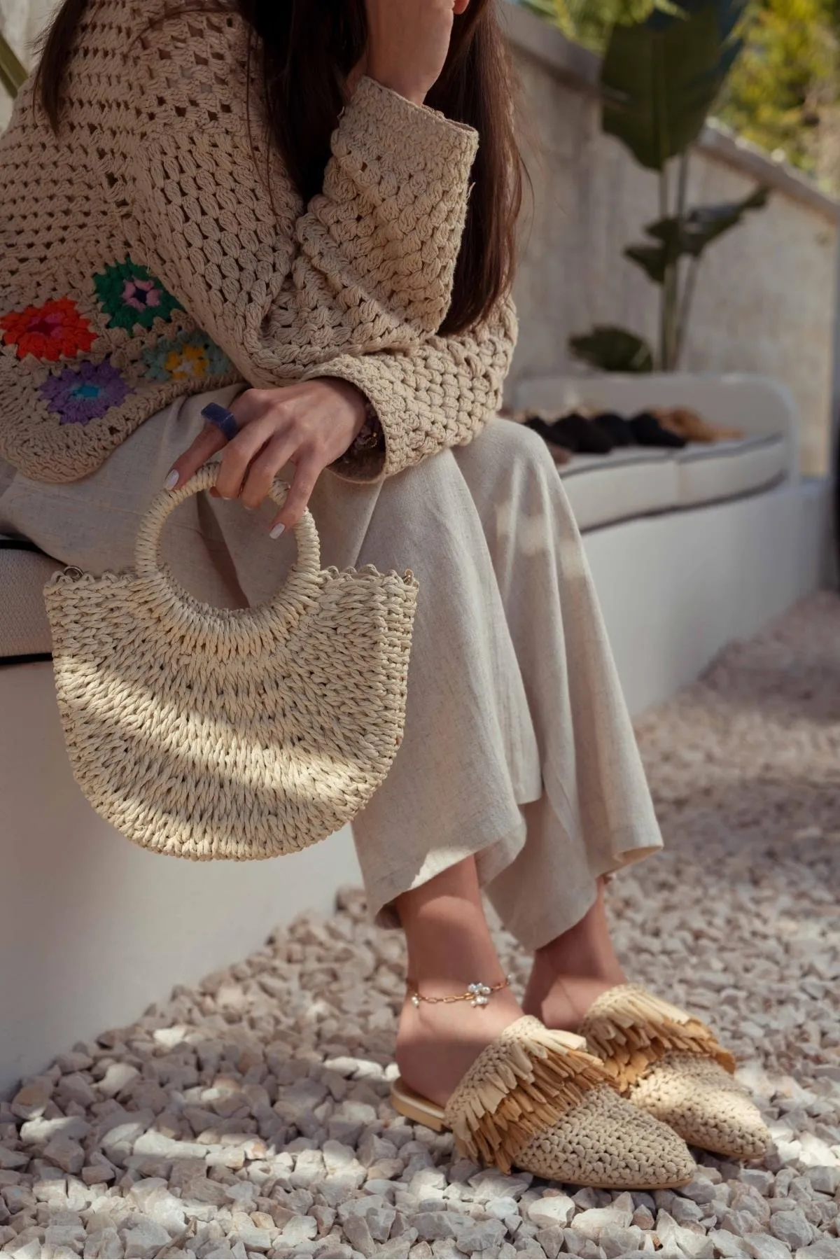NİŞANTAŞI SHOES  Viana Beige Gestrickte Damenhausschuhe mit Quasten in Beige und Tan