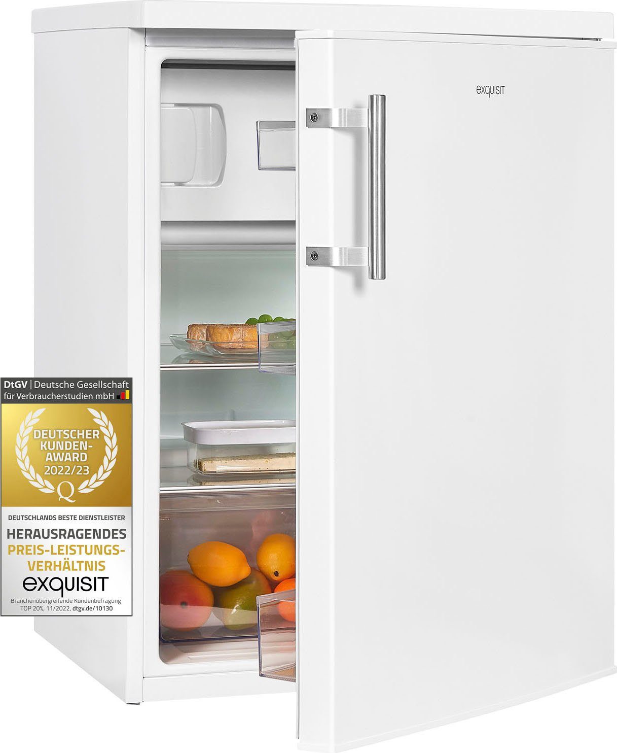 exquisit Kühlschrank KS18-4-H-170E weiss, 85,0 cm hoch, 60,0 cm breit