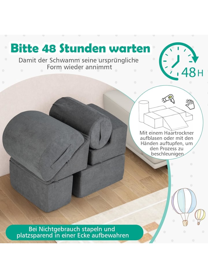 COSTWAY 6 tlg. Softbausteine für 1-3 Jahre in Grau günstig kaufen onesize