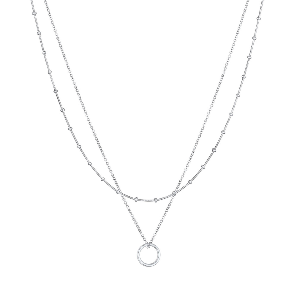 Elli Elli Collier Pendentif rond en chaîne boule pour dames intemporel en argent sterl collier