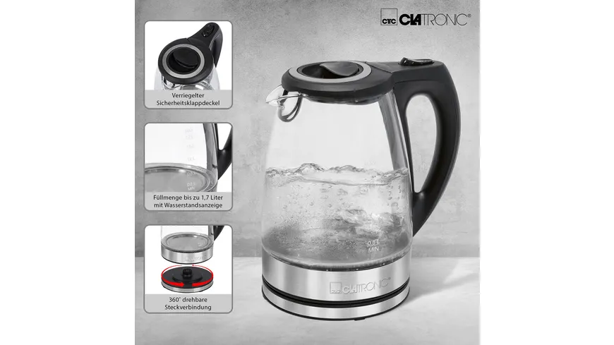 CLATRONIC Wasserkocher Glas WKS 3744 1,7l