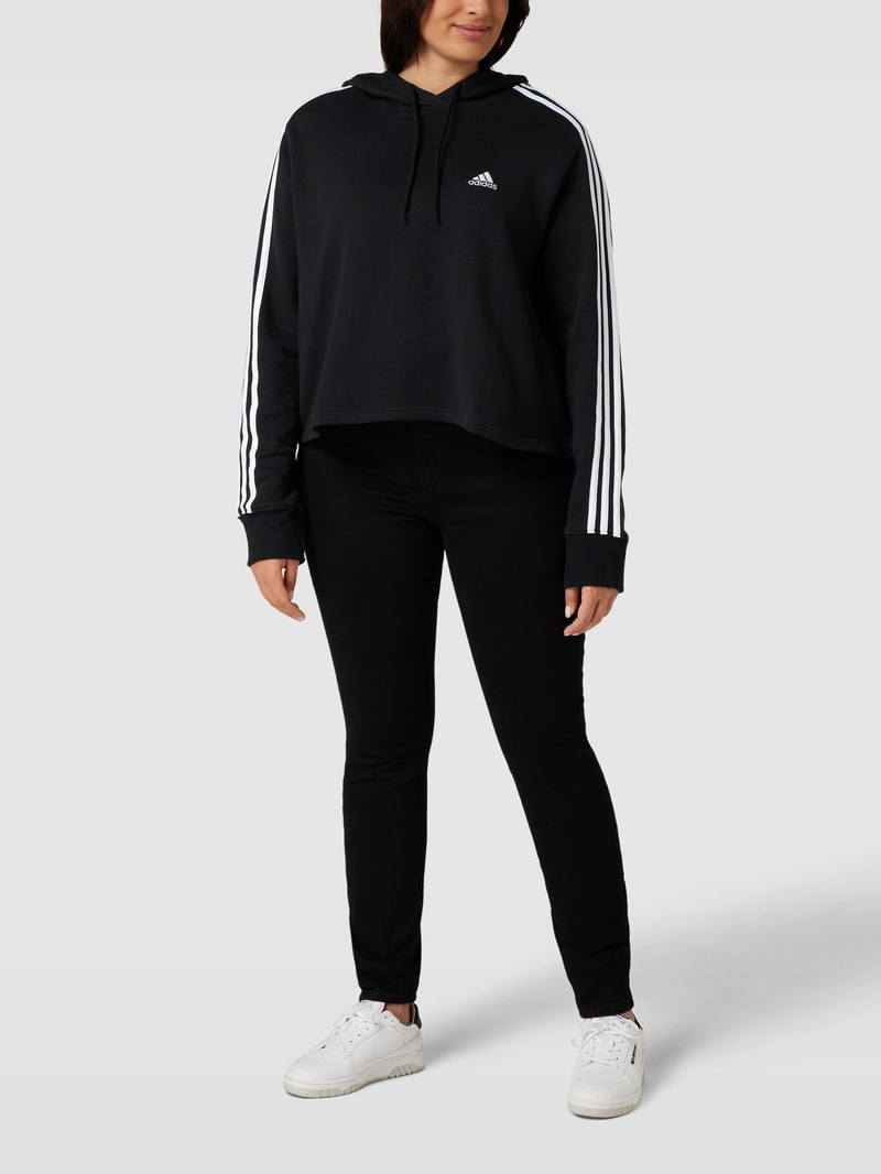 PLUS SIZE cropped Hoodie mit Label-Detail in schwarz