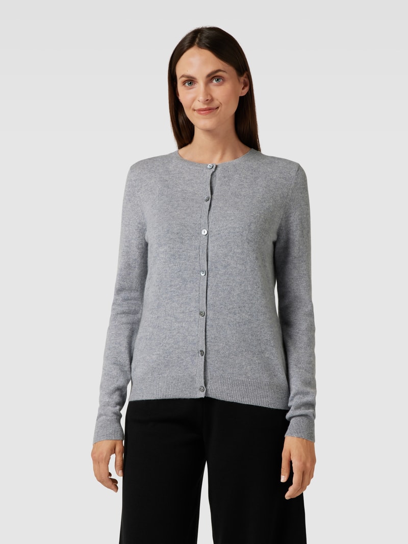 Strickjacke aus Kaschmir mit Knopfleiste in mittelgrau meliert