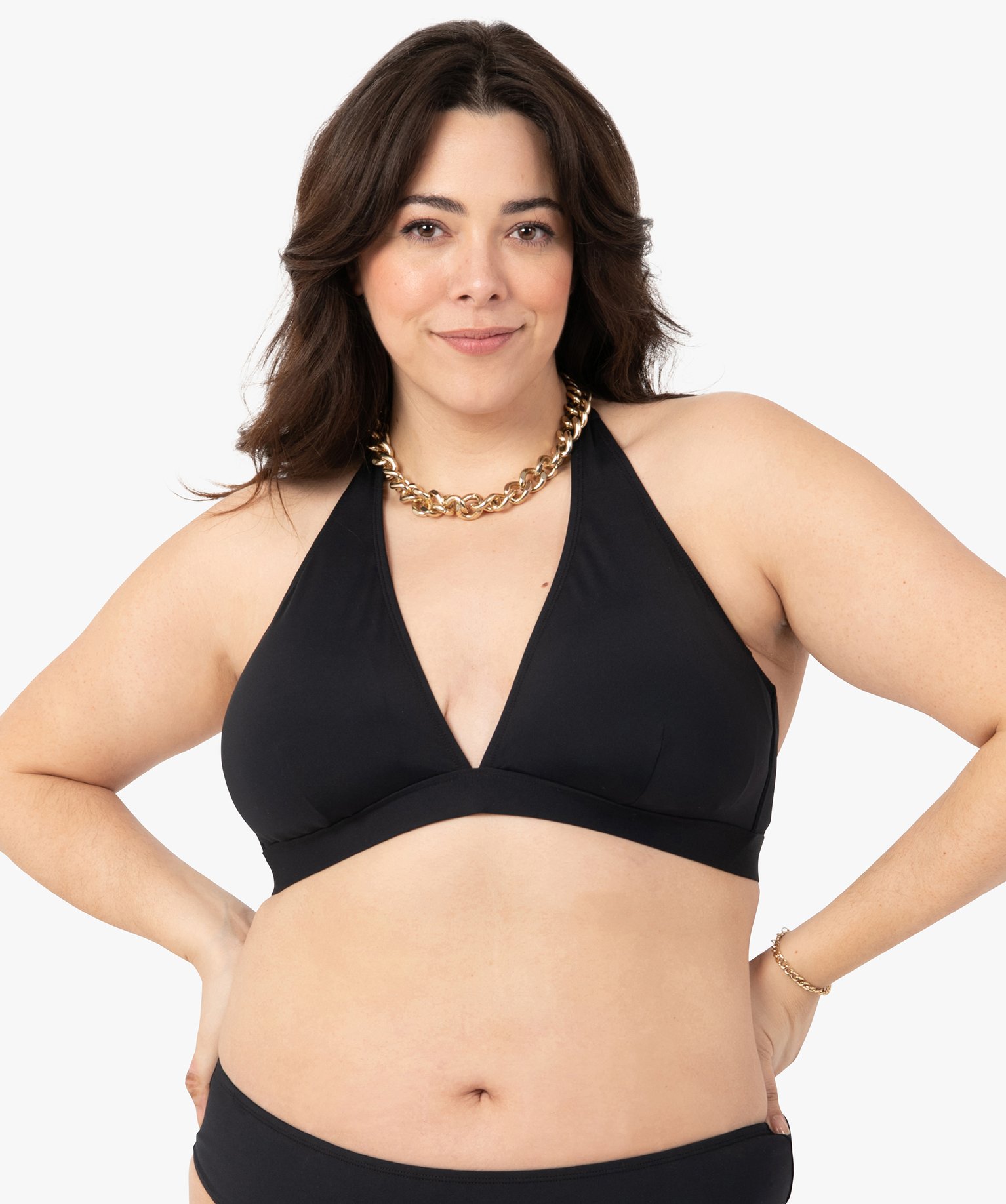 Haut de maillot de bain femme grande taille triangle foulard noir | GEMO