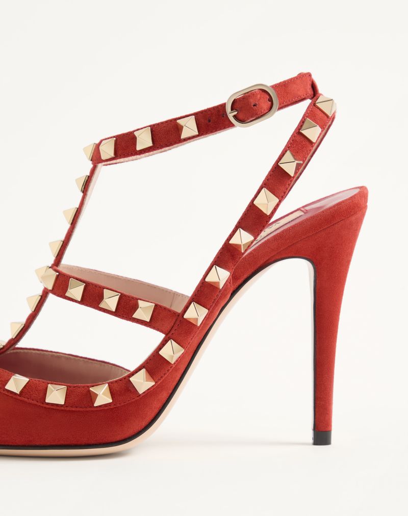Sapato de salto Rockstud de camurça de 100 mm