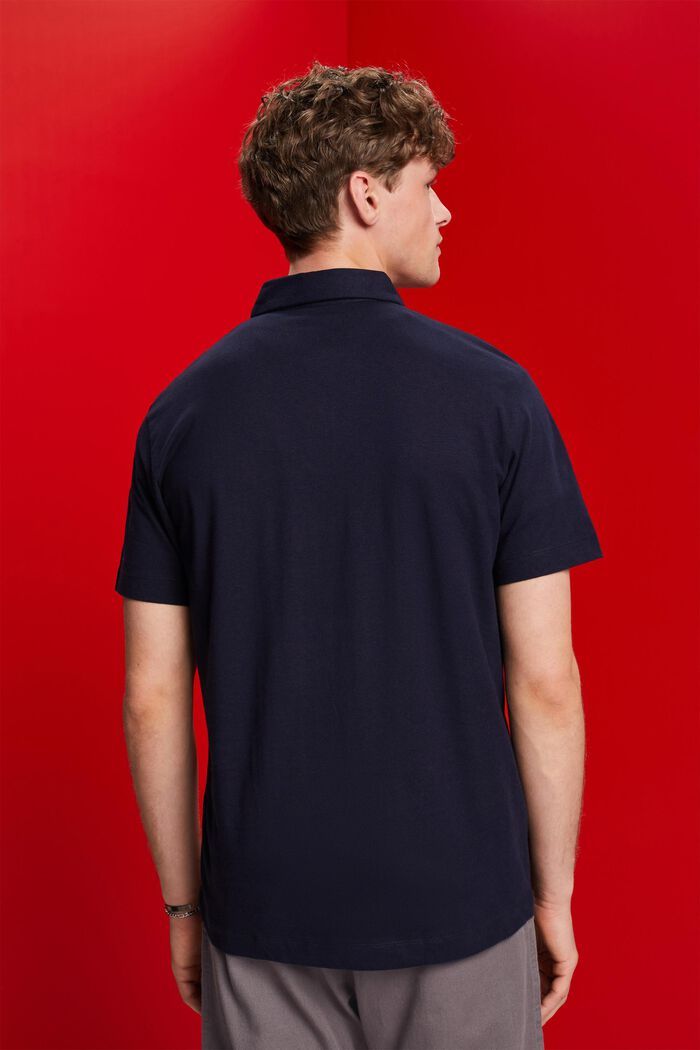 Jersey Poloshirt, Baumwolle-Leinen-Mix