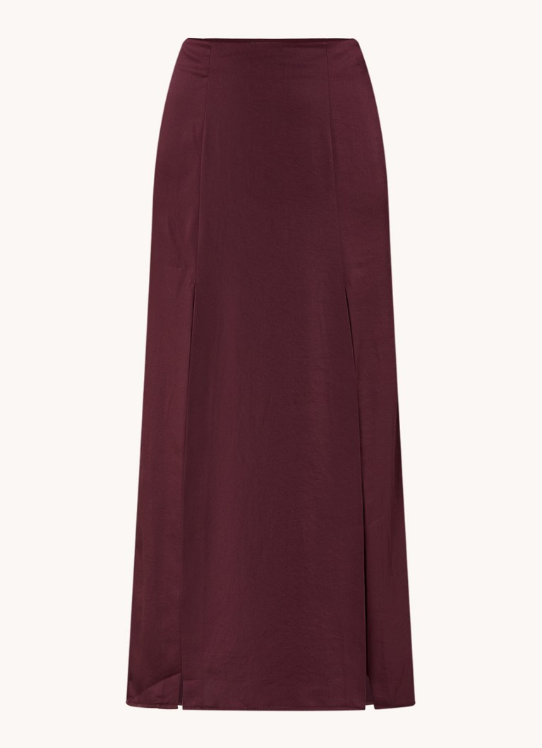 Fusta midi din satin cu fanta Claudie Pierlot Sapini