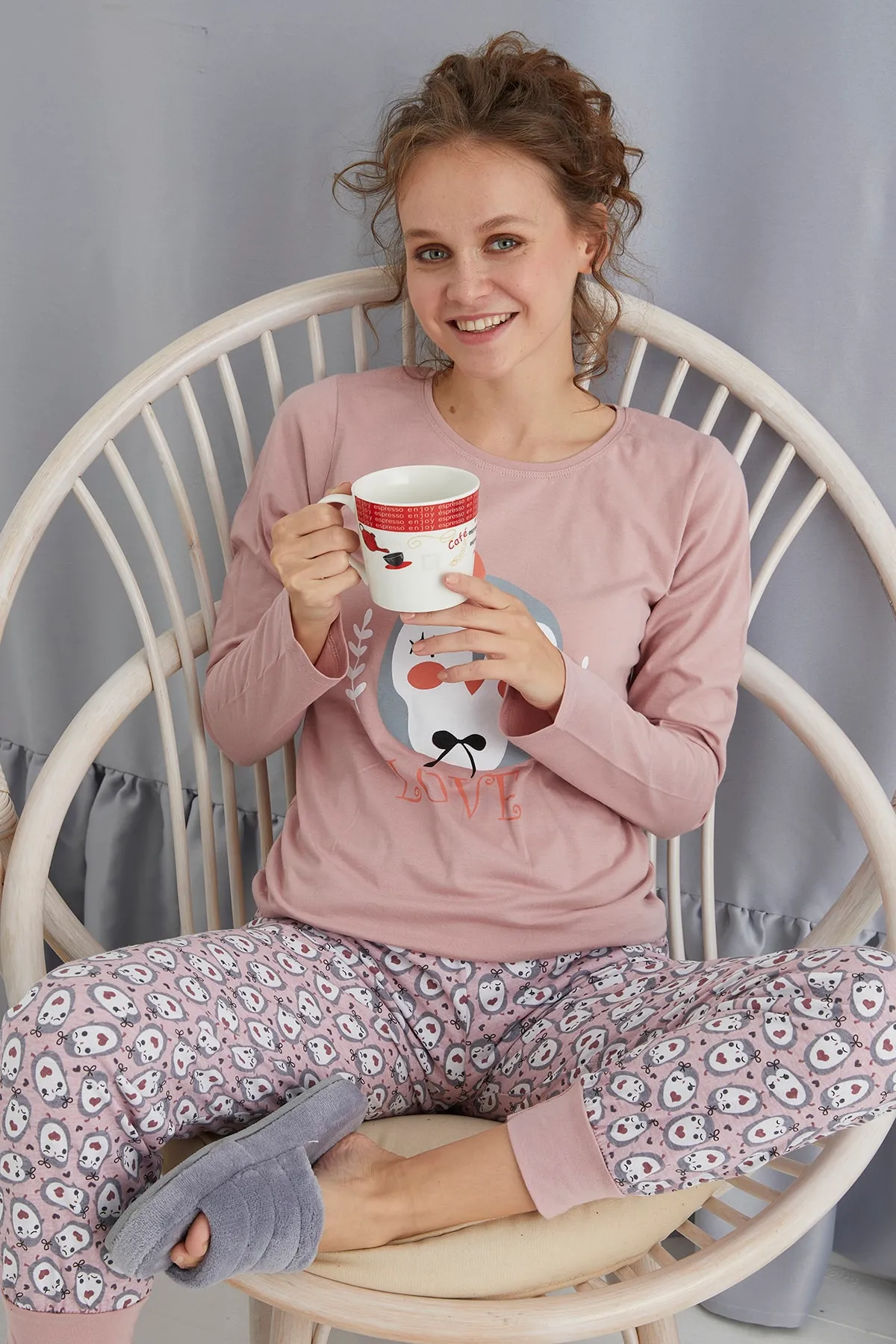 STRAWBERRY  LANGÄRMELIGES PYJAMA-SET AUS BAUMWOLLE
