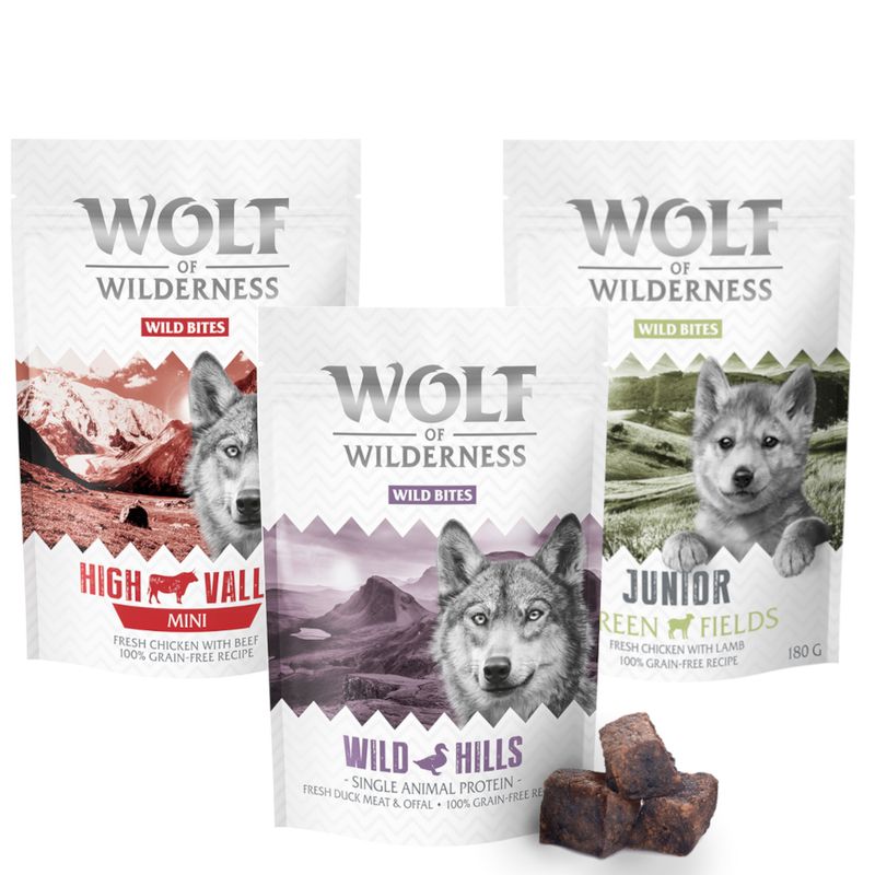 Sparpaket Wolf of Wilderness Snack - Wild Bites 3 x 180 g
