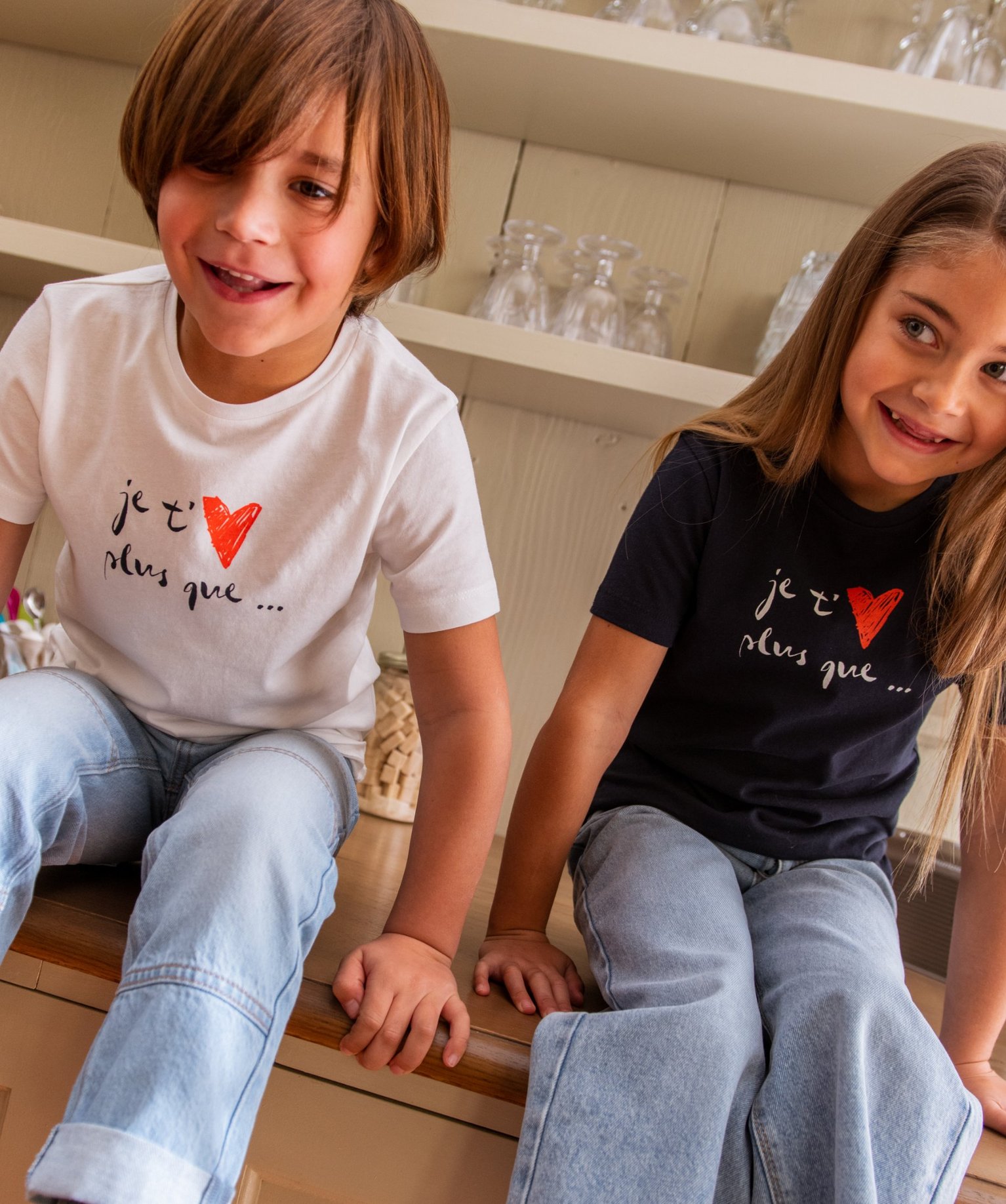Tee-shirt enfant à manches courtes avec message ecru | GEMO