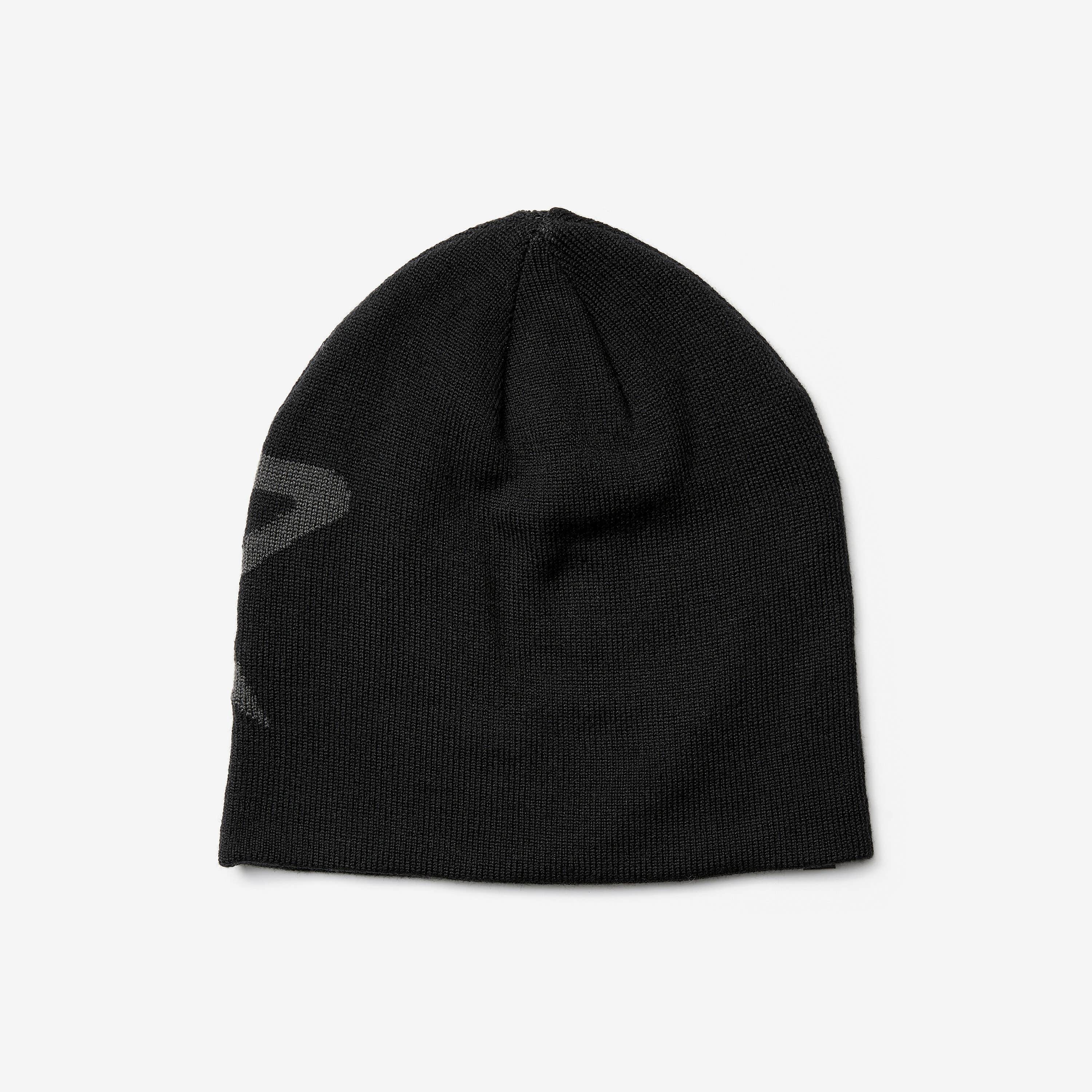 Merino Knitted Logo Beanie Black