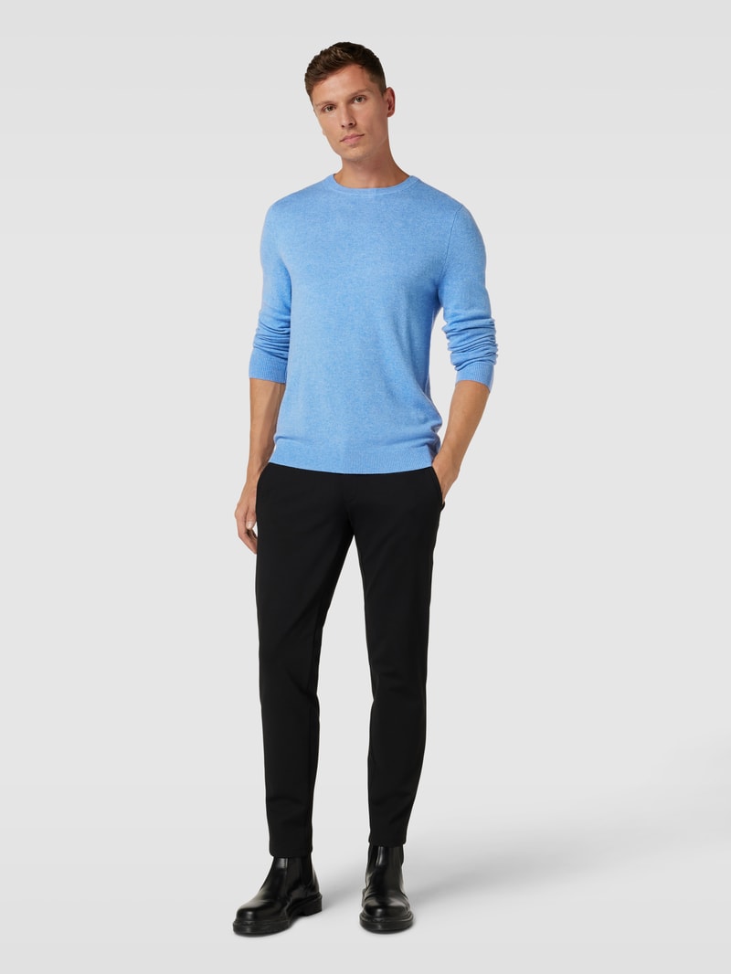Strickpullover in melierter Optik in blau meliert