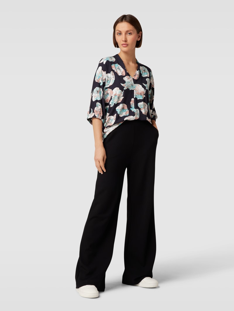 Bluse mit floralem Muster in marineblau